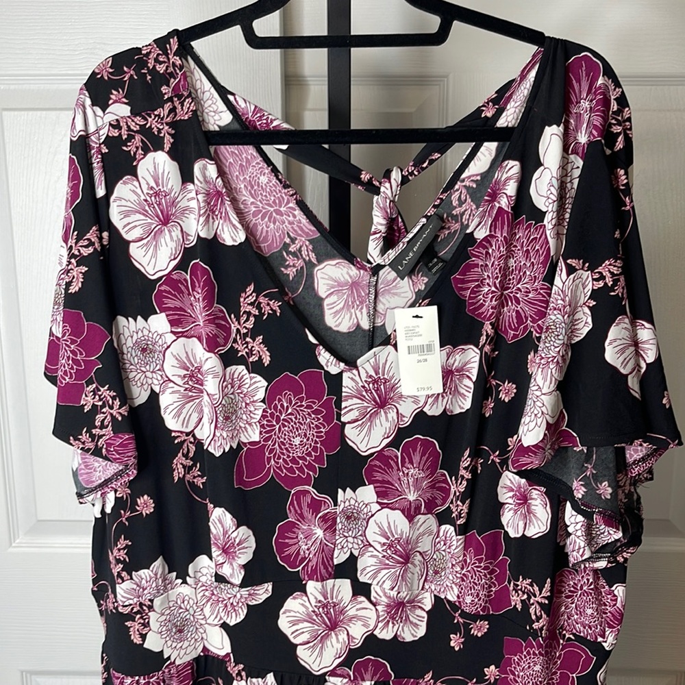 Women’s Lane Bryant’s Plus Size Maxi dress NWT SZ 26/28 flutter sleeves back tie